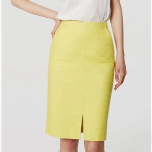 Loft bright yellow Pencil Skirt with front slit, L